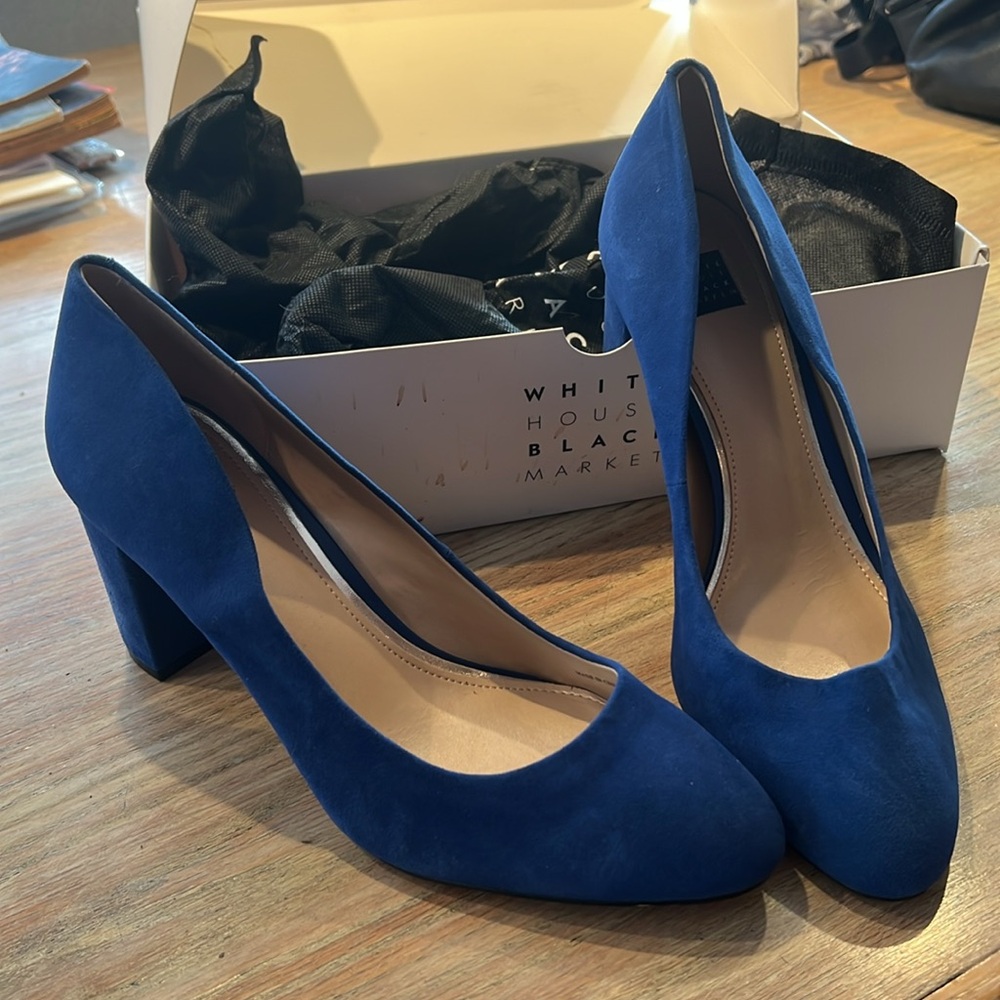 White House Black Market Blue Suede Women's Shoes, size 10